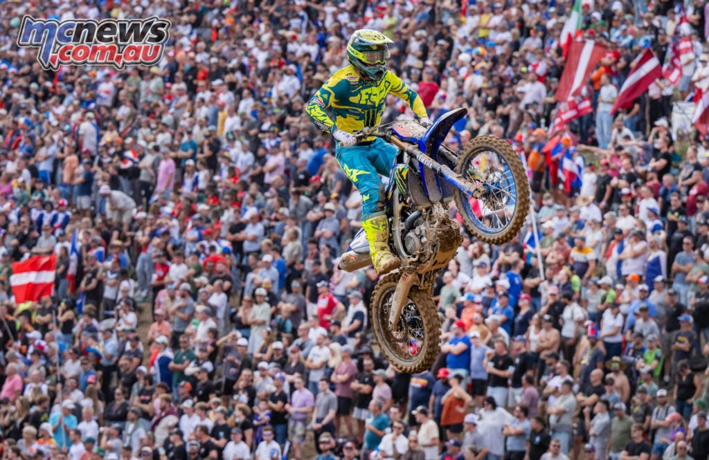 Australian Aaron Tanti racing his Yamaha at the 2026 Motocross of Nations