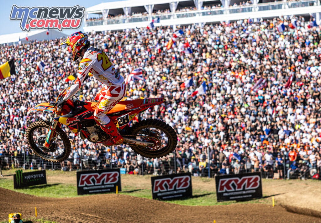 Jorge Prado racing his KTM for Spain in the final race of the 2026 MXoN