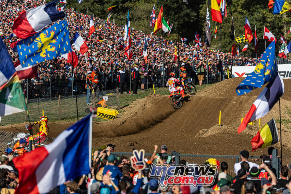 Jorge Prado racing for Spain during MXGP qualifying at the 2026 MXoN