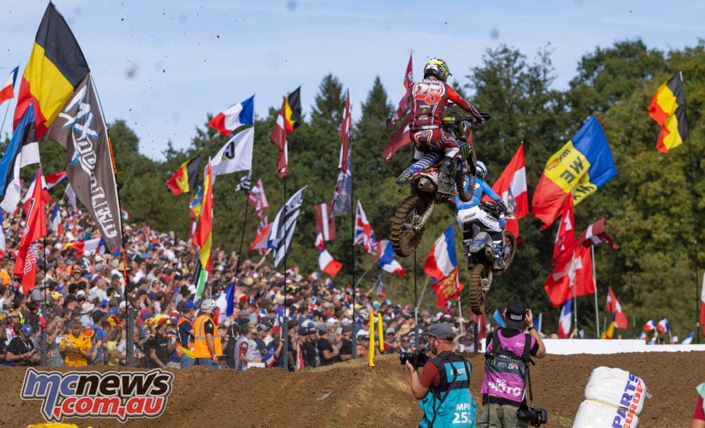 Karlis Reisulis racing his Yamaha for Latvia at the 2026 Motocross of Nations