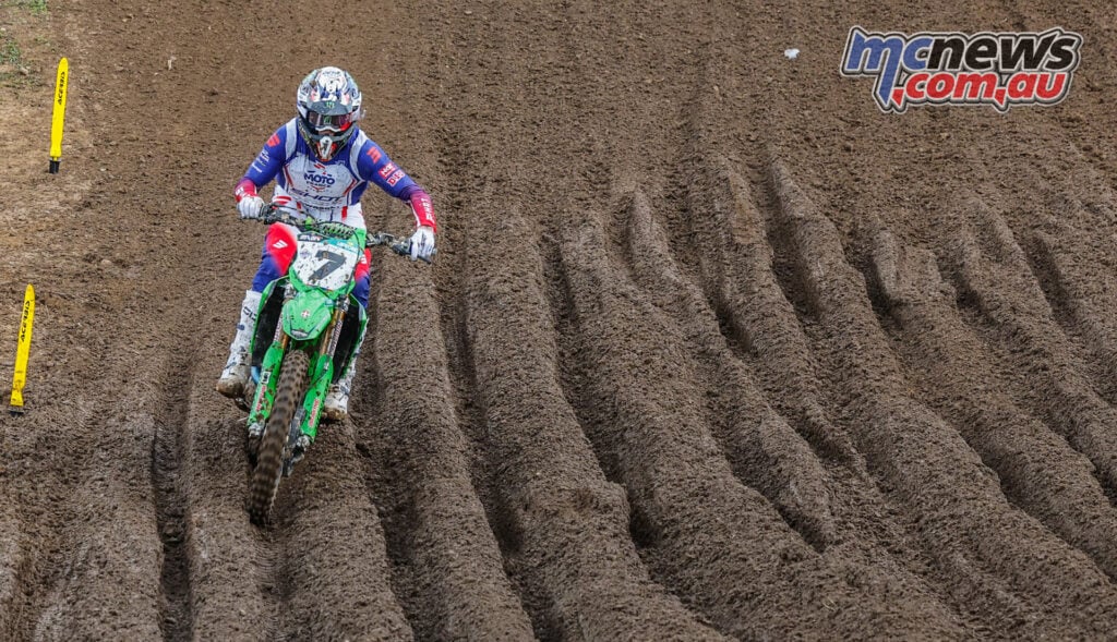 Romain Febvre racing his Kawasaki for France at the 2026 Motocross of Nations