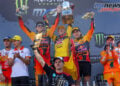 Team Belgium celebrates winning the 2026 Motocross of Nations at Ernée.
