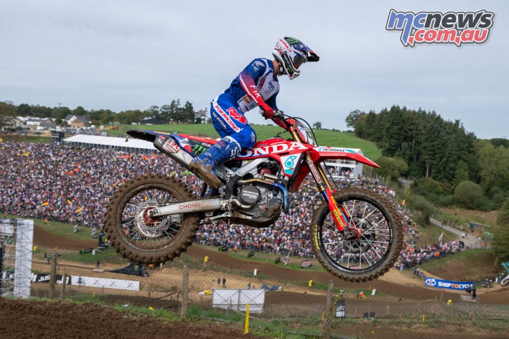 Tom Vialle racing his Honda for France in Race Two of the 2026 MXoN