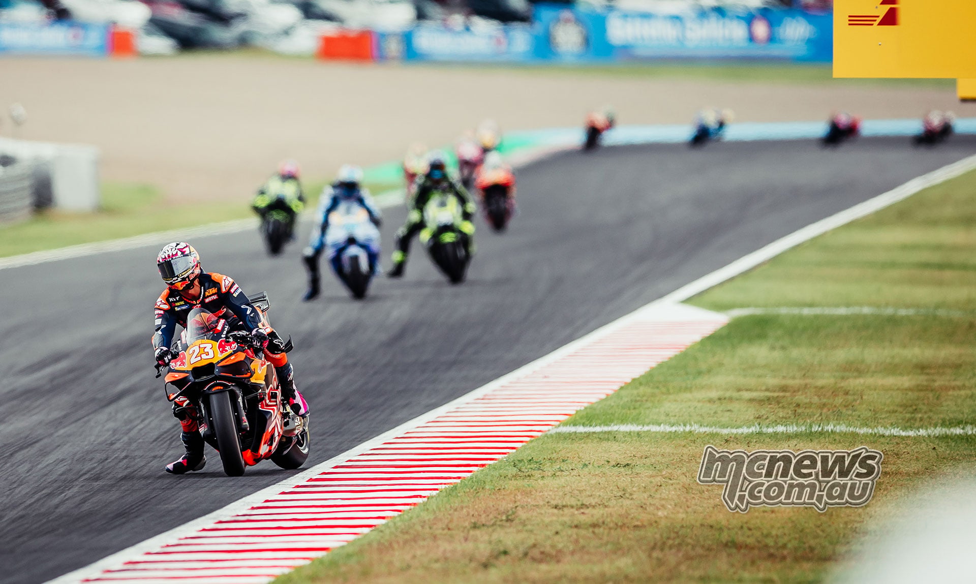 Enea Bastianini races ahead of Alex Marquez during the Japanese MotoGP at Motegi