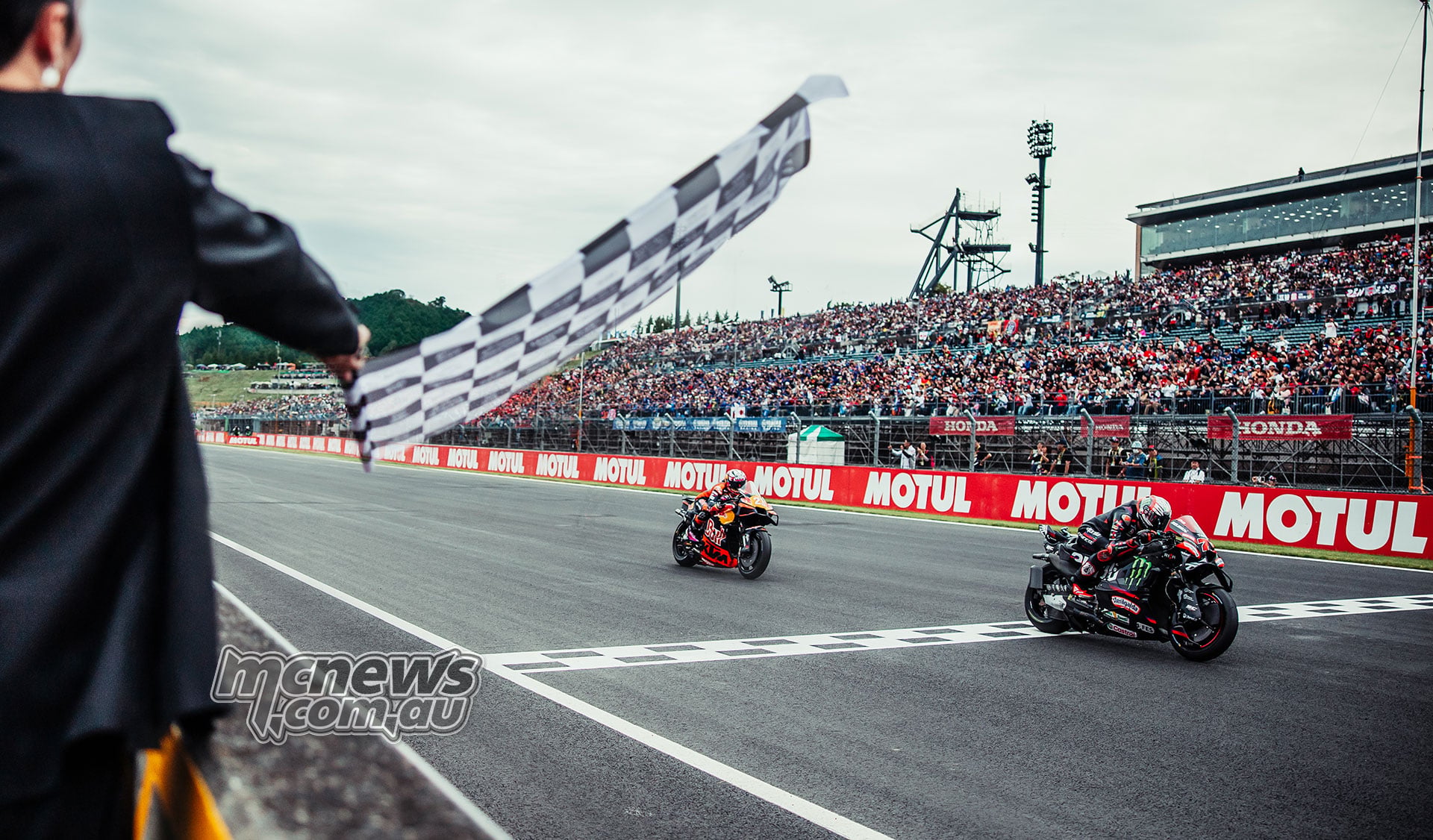 Marco Bezzecchi narrowly finishes ahead of Enea Bastianini at Motegi