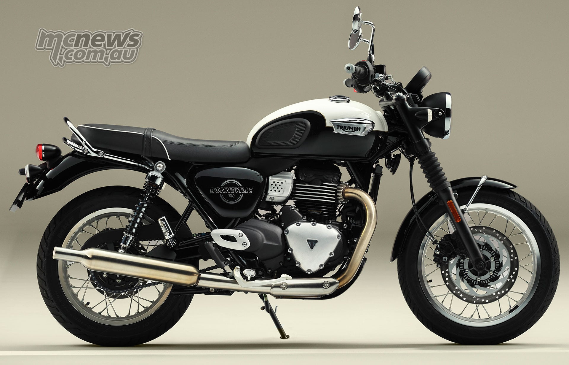 2027 Triumph Bonneville T40 shown in right-side profile with wire-spoked wheels and twin rear shocks
