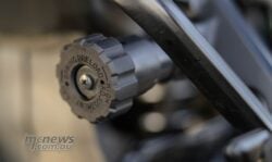Trademark handy hydraulic rear pre-load adjuster continues on the V-Strom
