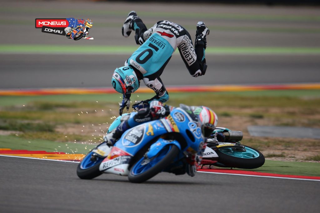 Danny Kent had a tumble at Aragon but can still clinch the Moto3 Title this weekend at Motegi